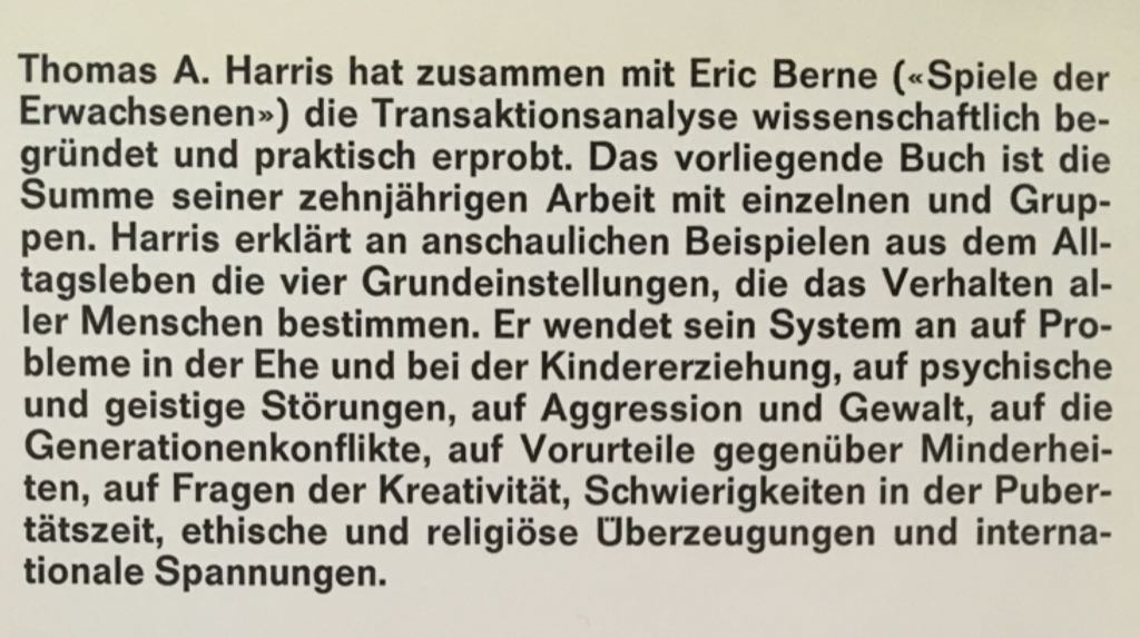 Ich bin o.k. Du bist o.k. - A. Harris book collectible [Barcode 9783499169168] - Main Image 2