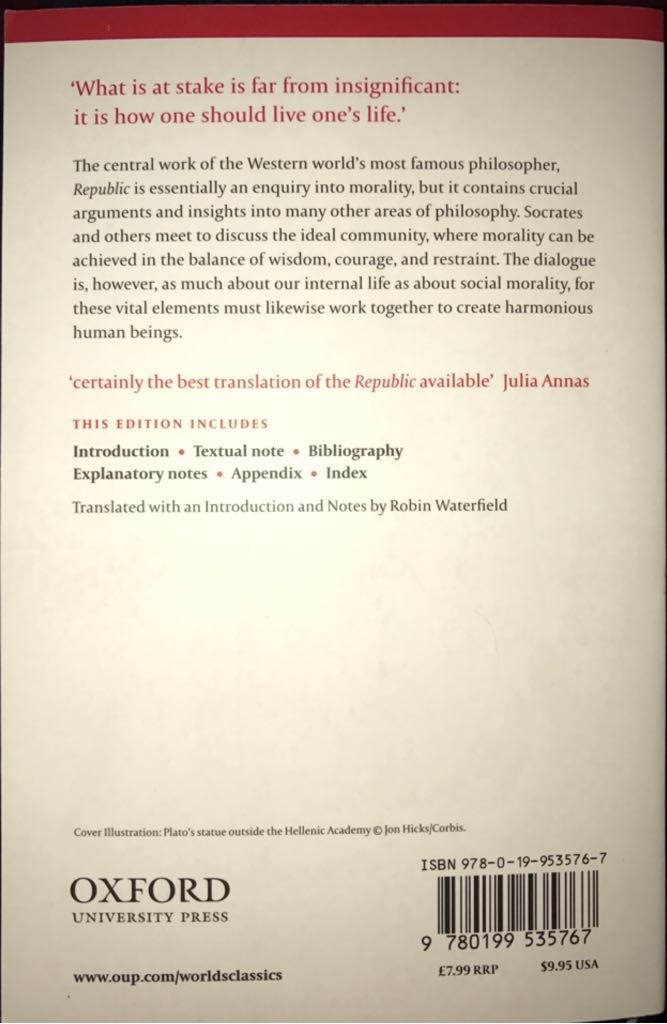 Republic - Plato (Oxford World’s Classics - Paperback) book collectible [Barcode 9780199535767] - Main Image 2