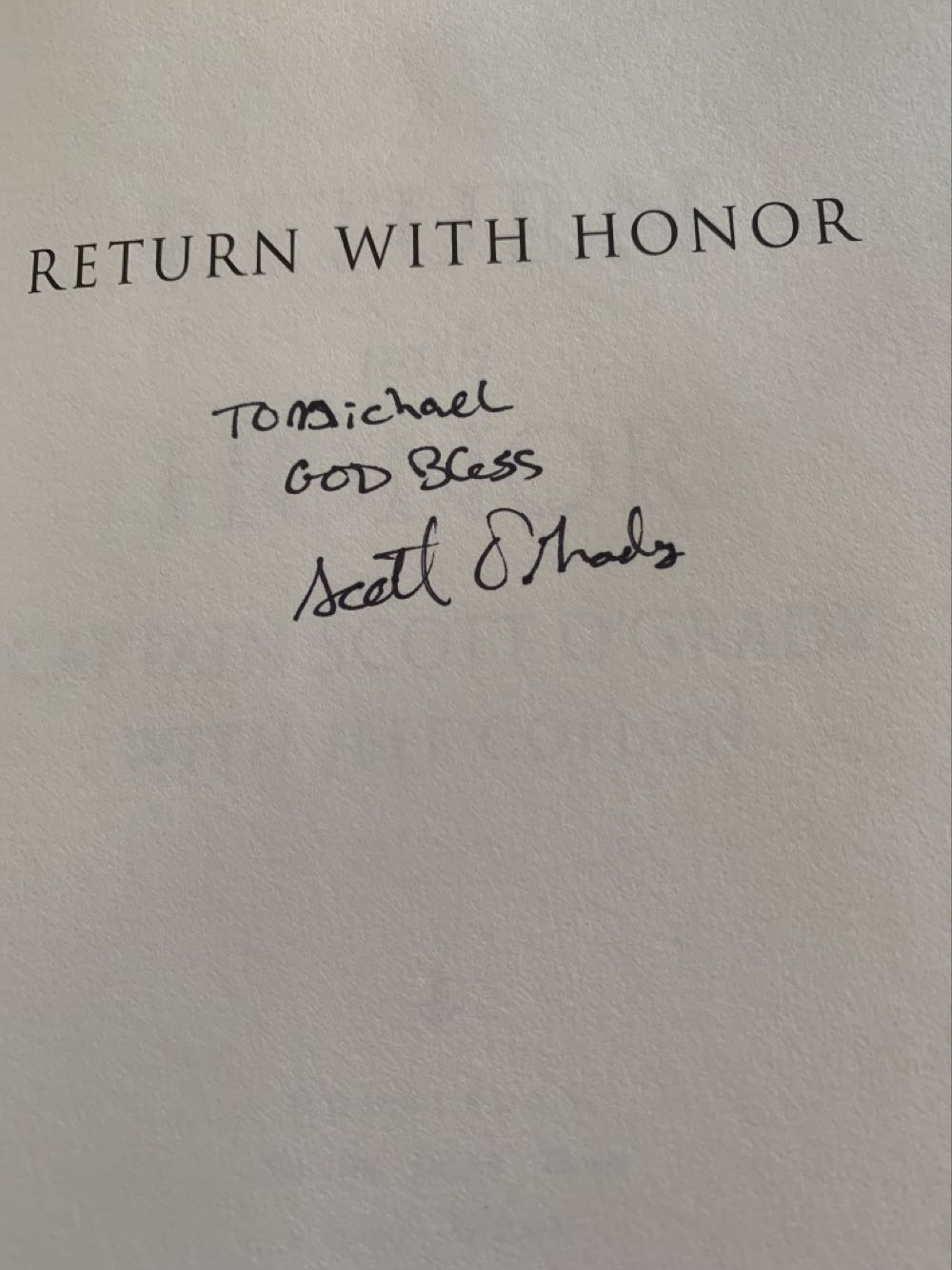 Return With Honor - Scott O’Grady (Doubleday Books - Hardcover) book collectible [Barcode 9780385483308] - Main Image 2