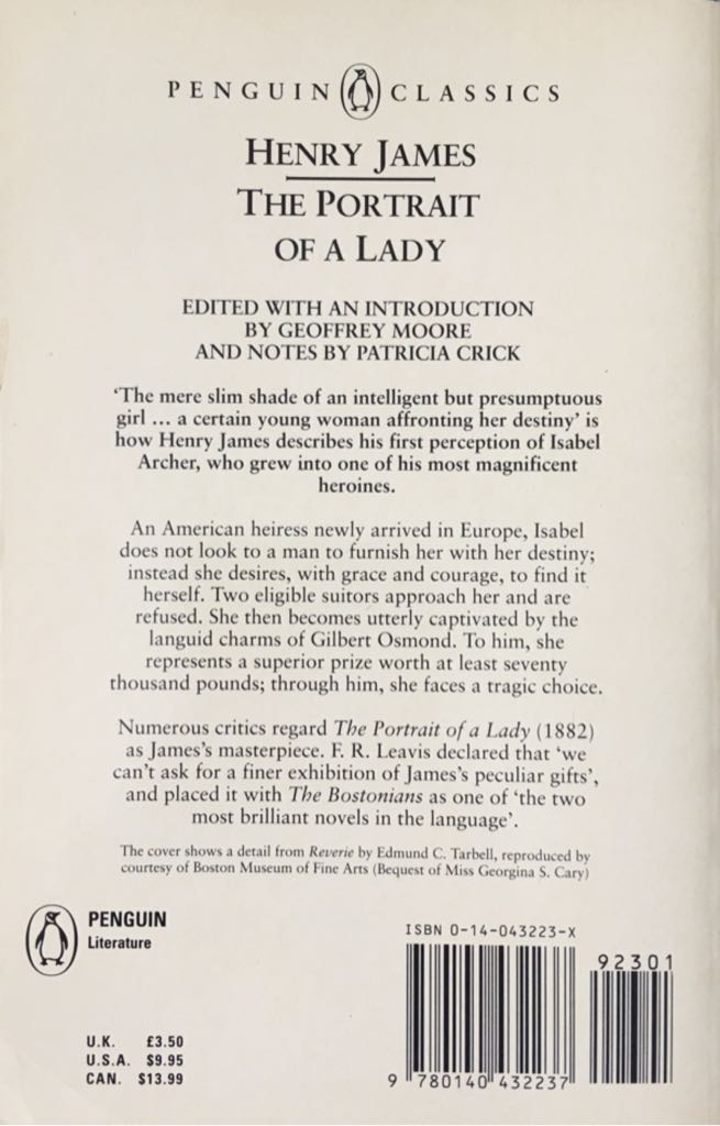 The Portrait Of A Lady - Henry James (Penguin Books - Paperback) book collectible [Barcode 9780140432237] - Main Image 2