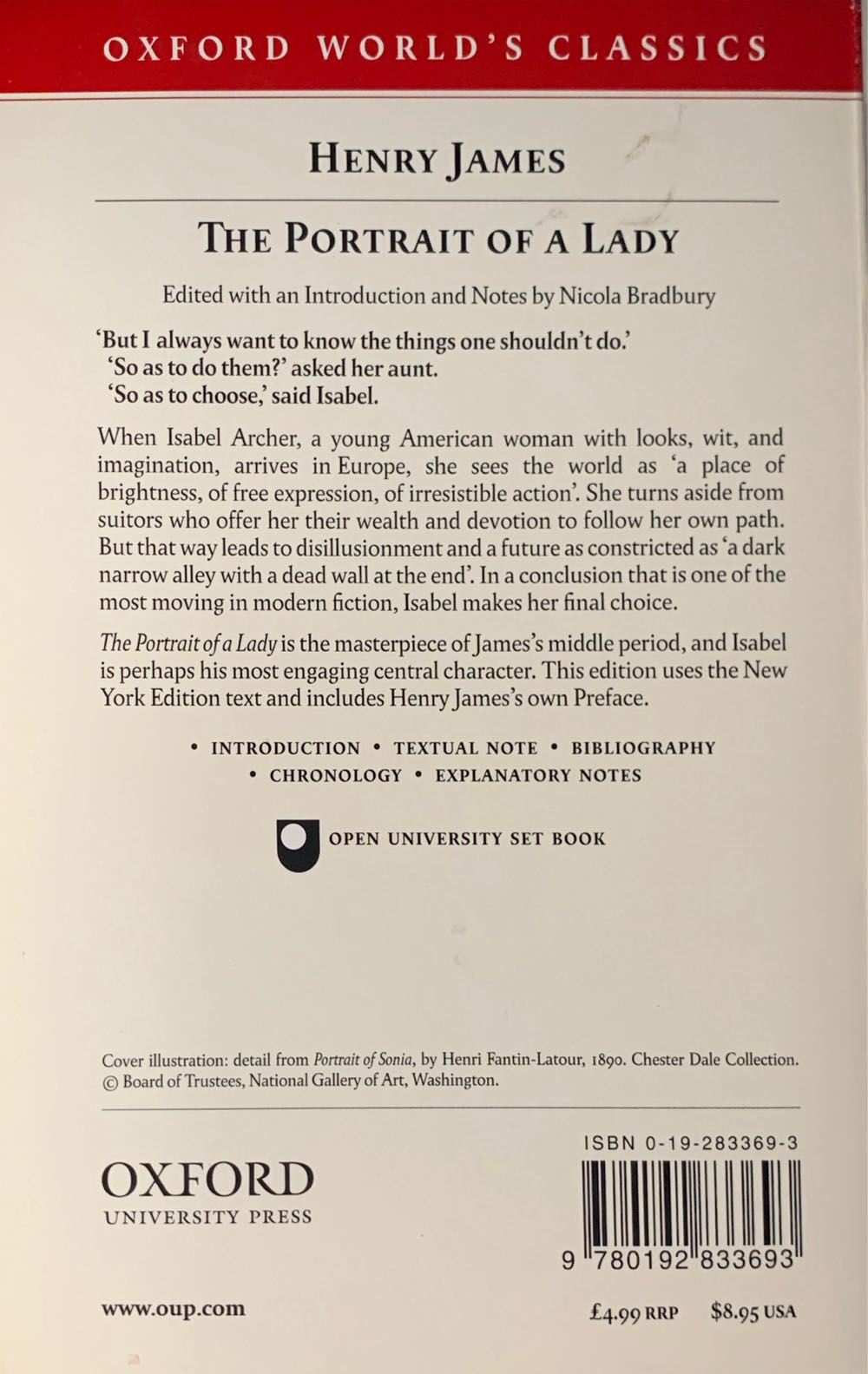 The Portrait Of A Lady - Henry James (Oxford University Press, USA - Paperback) book collectible [Barcode 9780192833693] - Main Image 2