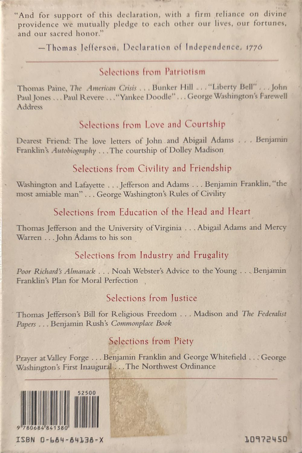 Our Sacred Honor - William J. Bennett (Simon and Schuster - Hardcover) book collectible [Barcode 9780684841380] - Main Image 2