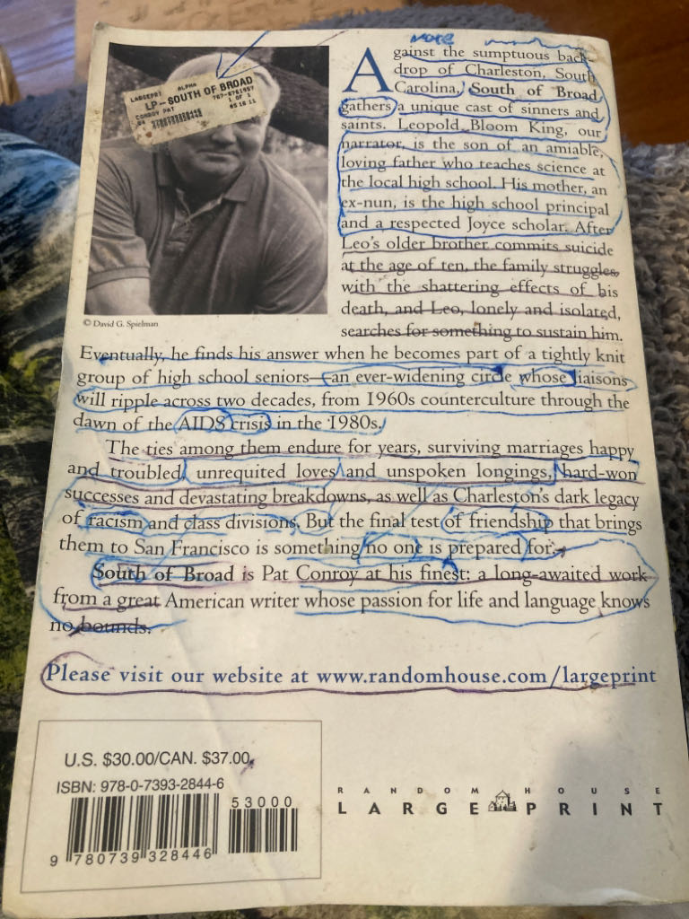 South Of Broad - Pat Conroy (Random House Large Print - Paperback) book collectible [Barcode 9780739328446] - Main Image 2