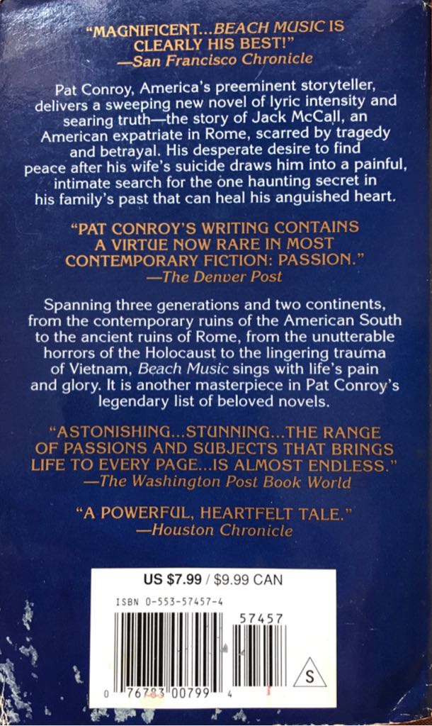 Beach Music - Pat Conroy (Bantam Books - Paperback) book collectible [Barcode 9780553574579] - Main Image 2