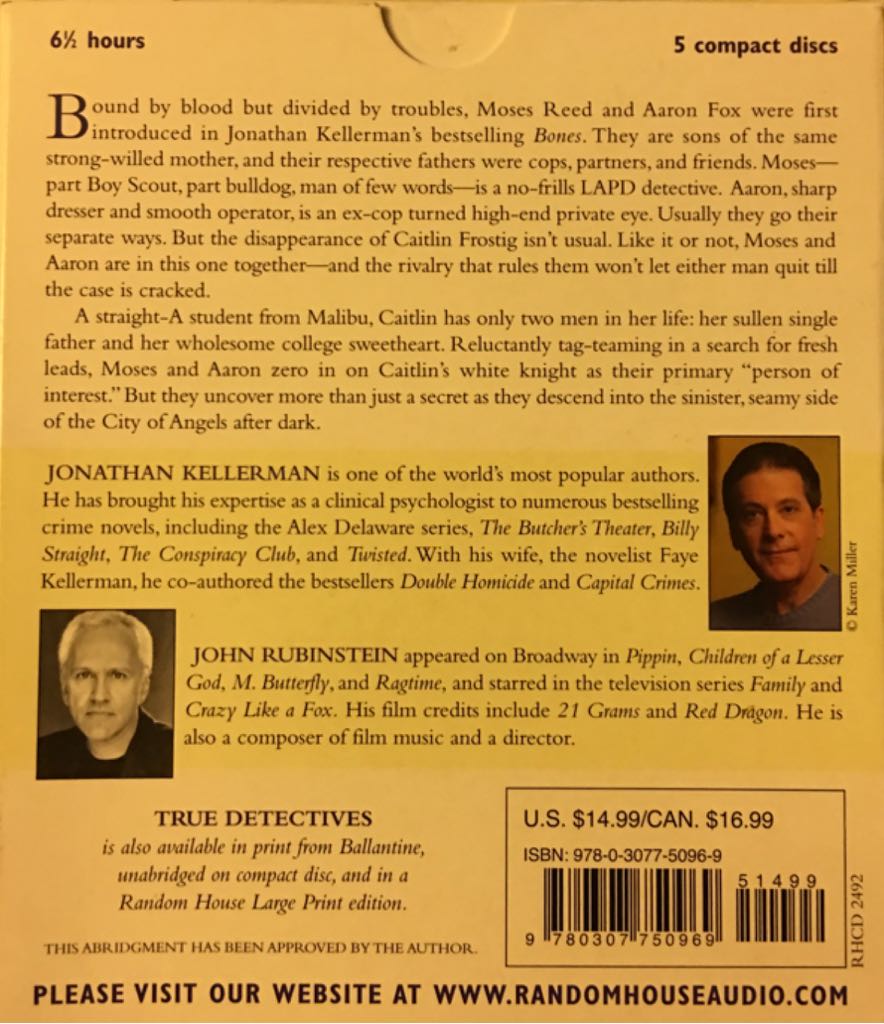 True Detectives: A Novel (Jonathan Kellerman) - Jonathan Kellerman (Random House Audio - Audiobook) book collectible [Barcode 9780307750969] - Main Image 2