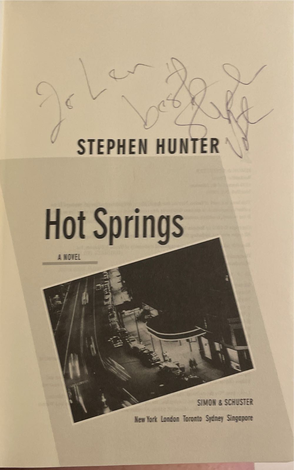 Hot Springs - Stephen Hunter (Simon & Schuster - Hardcover) book collectible [Barcode 9780684863603] - Main Image 3