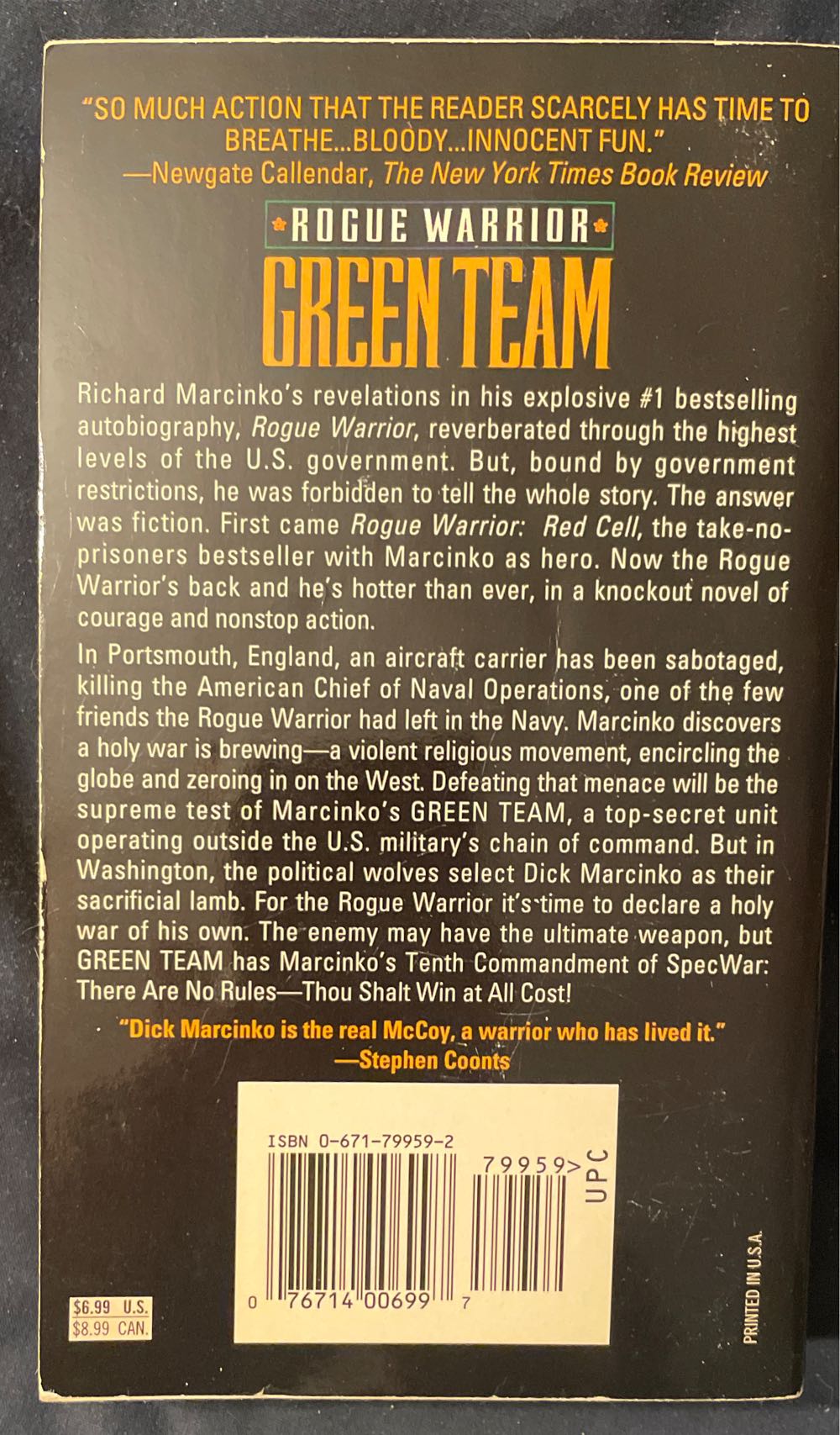 Green Team - Richard Marcinko (Atria Books - Hardcover) book collectible [Barcode 9780671799595] - Main Image 2