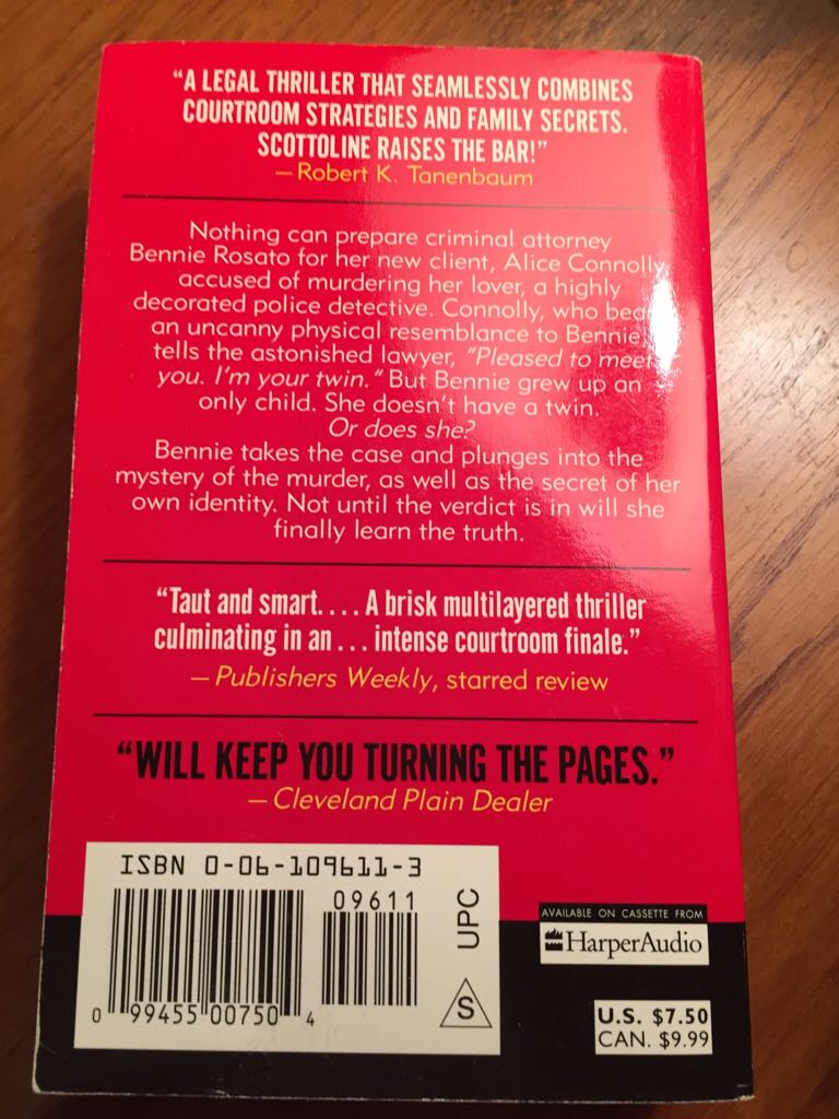 Mistaken Identity - Lisa Scottoline (HarperTorch - Paperback) book collectible [Barcode 9780061096112] - Main Image 2