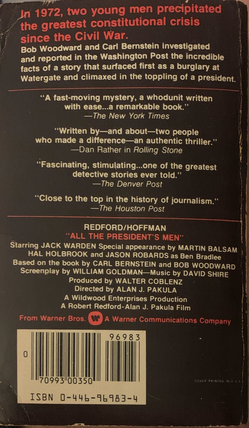 All The President’s Men - Carl Bernstein (Warner Books, Inc.  - Paperback) book collectible [Barcode 9780446969833] - Main Image 2