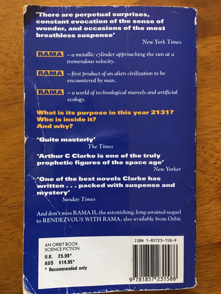 Rendezvous with Rama - Arthur C. Clarke (Orbit Books - Paperback) book collectible [Barcode 9781857231588] - Main Image 2