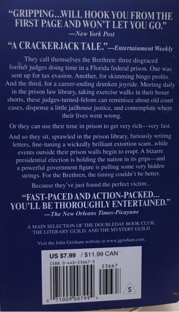 The Brethren - John Grisham (- Paperback) book collectible [Barcode 0440236673] - Main Image 2