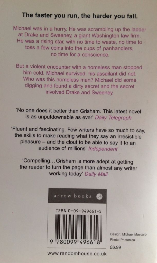 Street Lawyer, The - John Grisham (Arrow Books Ltd - Paperback) book collectible [Barcode 9780099244929] - Main Image 2