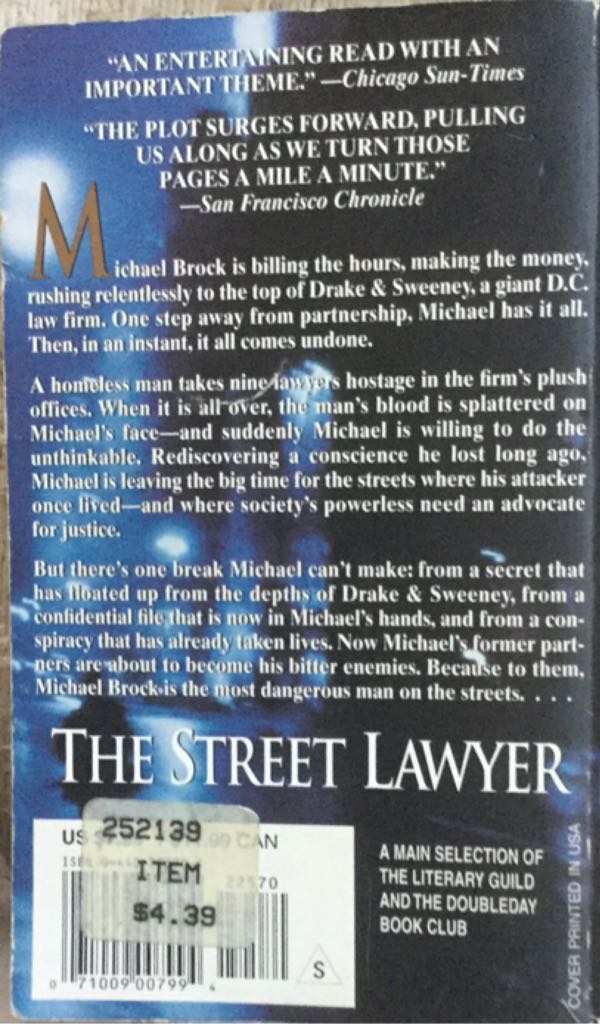 The Street Lawyer - John Grisham (Island Books - Paperback) book collectible [Barcode 9780440295655] - Main Image 2