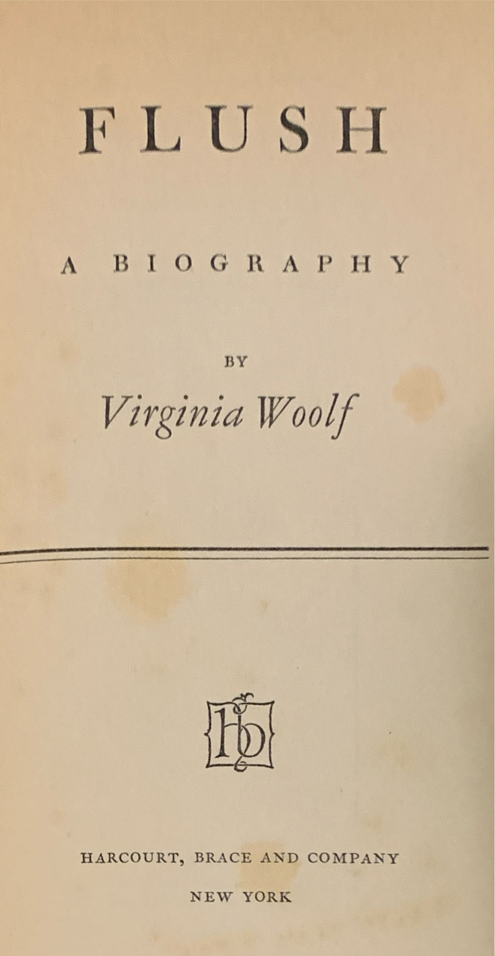 Flush - Virginia Woolf (Harcourt, Brace and Company - Hardcover) book collectible - Main Image 2