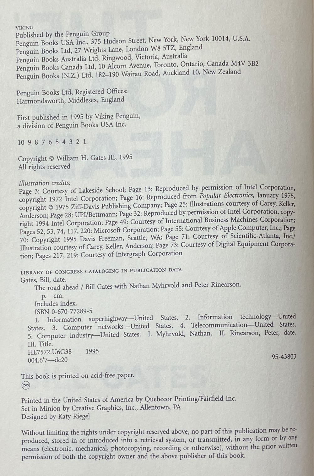 The Road Ahead - Bill Gates (Penguin USA - Hardcover) book collectible [Barcode 9780670772896] - Main Image 3