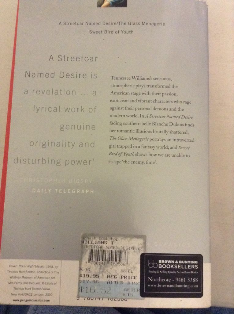 A Streetcar Named Desire and Other Plays - Tennessee Williams (Penguin Classics - Paperback) book collectible [Barcode 9780141182568] - Main Image 2