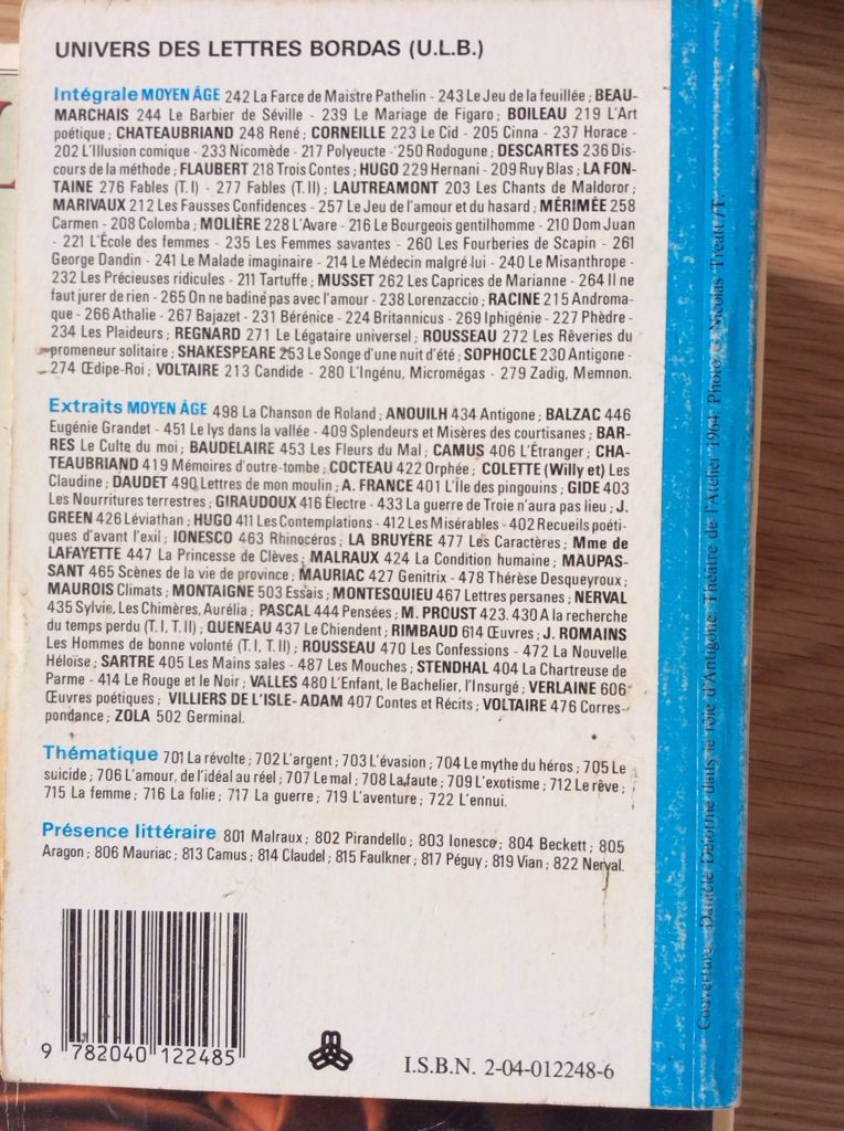 Antigone - Jean Anouilh book collectible [Barcode 9782040122485] - Main Image 2