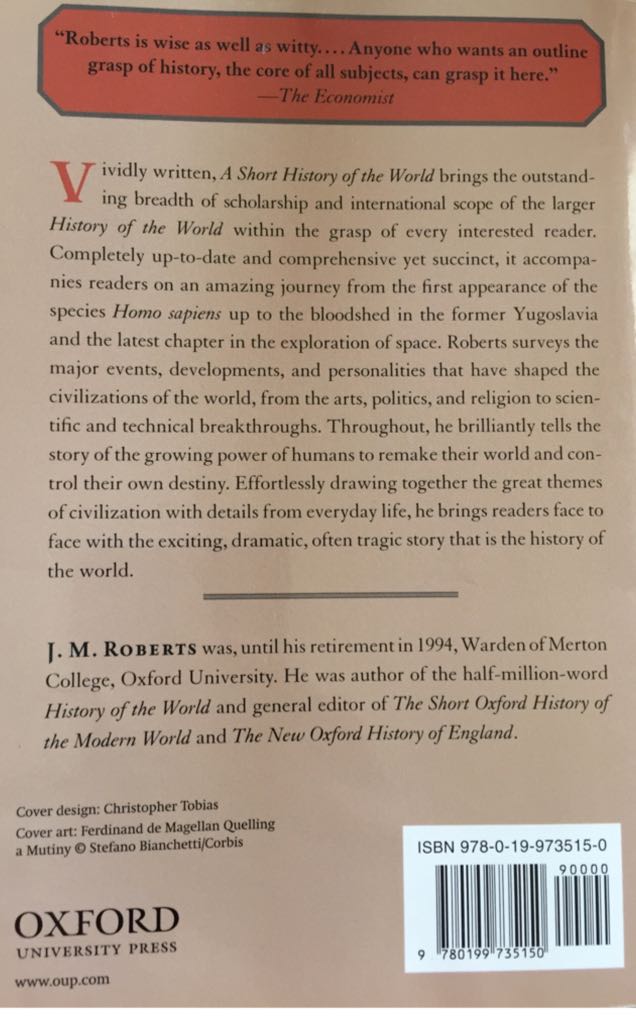 A Short History Of The World - J.M. Roberts (Oxford University Press - Paperback) book collectible [Barcode 9780199735150] - Main Image 2