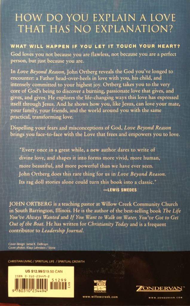 Love Beyond Reason - Sandra Brown (Zondervan Publishing House - Paperback) book collectible [Barcode 9780310234494] - Main Image 2