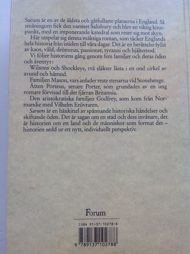 Sarum - Edward Rutherfurd book collectible [Barcode 9789137102788] - Main Image 2