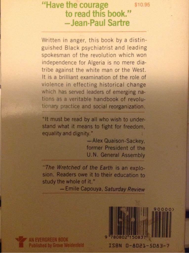 The Wretched Of The Earth - Frantz Fanon (Grove Pr - Paperback) book collectible [Barcode 9780802150837] - Main Image 2