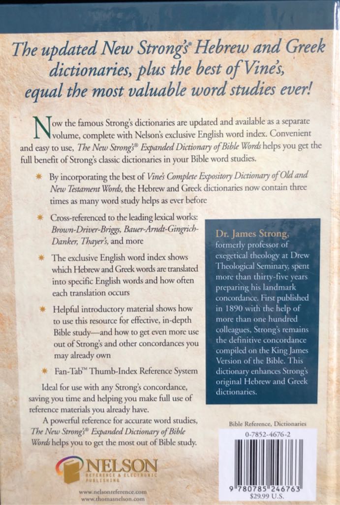 The New Strongs Expanded Dictionary Of Bible Words - James Strong (Thomas Nelson) book collectible [Barcode 9780785246763] - Main Image 2