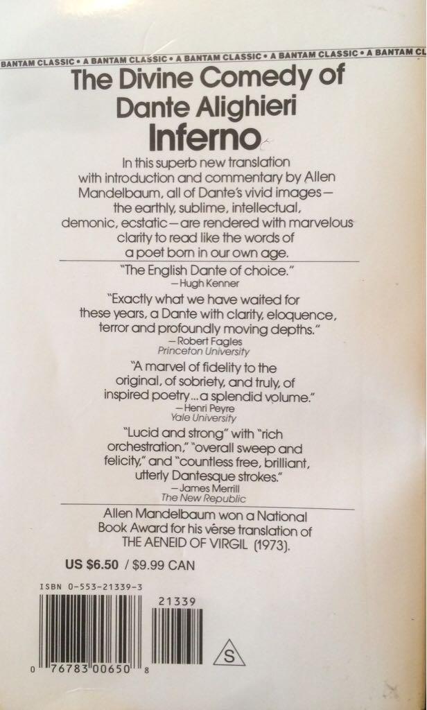 Inferno - Dante Alighieri (A Bantam Classic - Paperback) book collectible [Barcode 9780553213393] - Main Image 2