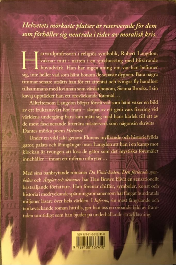 Inferno - Dan Brown (Albert Bonniers Förlag - Hardcover) book collectible [Barcode 9789100137410] - Main Image 2