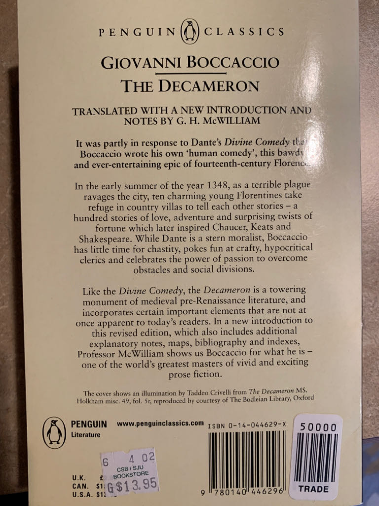 The Decameron - Giovanni Boccaccio (Penguin Books - Paperback) book collectible [Barcode 9780140446296] - Main Image 2