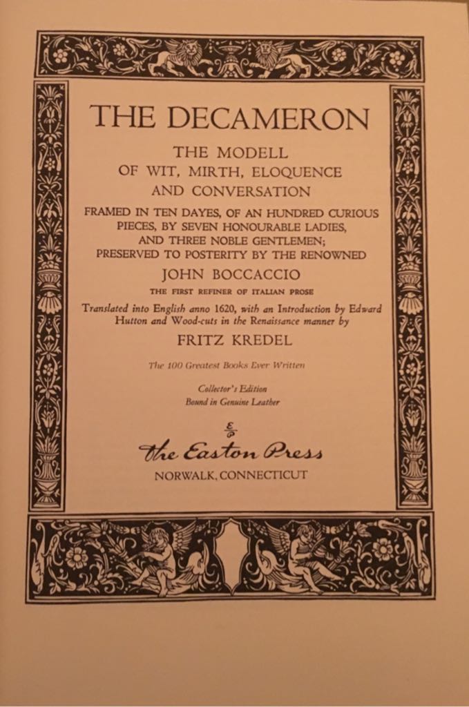 Decameron, The - Giovanni Boccaccio (The Easton Press - Hardcover) book collectible - Main Image 2