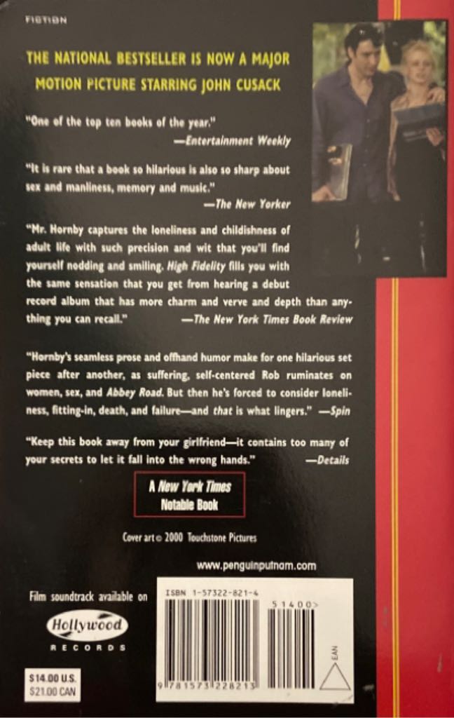 High Fidelity - Nick Hornby (Riverhead Trade (Paperbacks) - Paperback) book collectible [Barcode 9781573228213] - Main Image 2