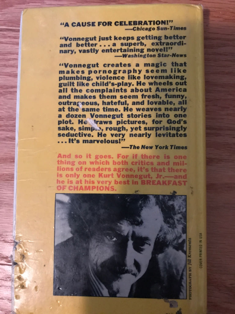 Breakfast of Champions - Kurt Vonnegut, Jr. (Bantam - Paperback) book collectible [Barcode 9780440131489] - Main Image 2