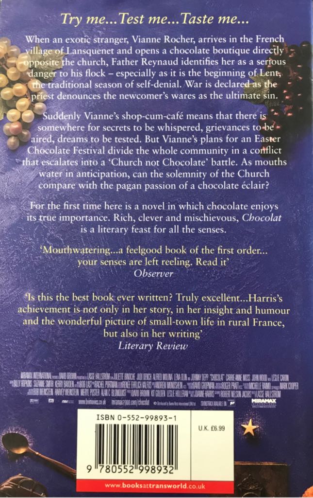 Chocolat - Joanne Harris (Quai Voltaire - Paperback) book collectible [Barcode 9780552998932] - Main Image 2