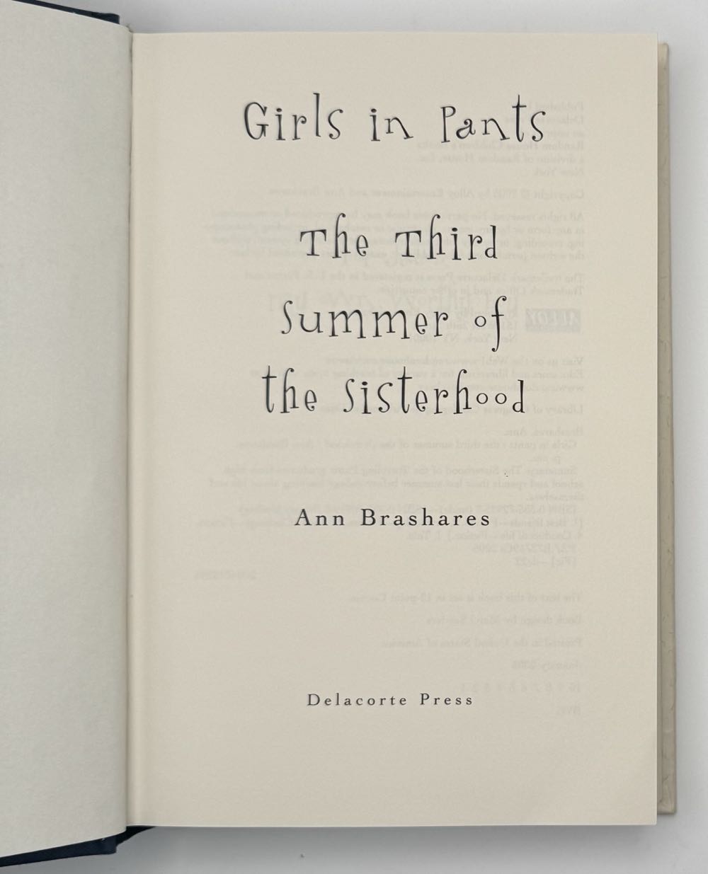 Girls in Pants - Ann Brashares (Delacorte Press  - Hardcover) book collectible - Main Image 3