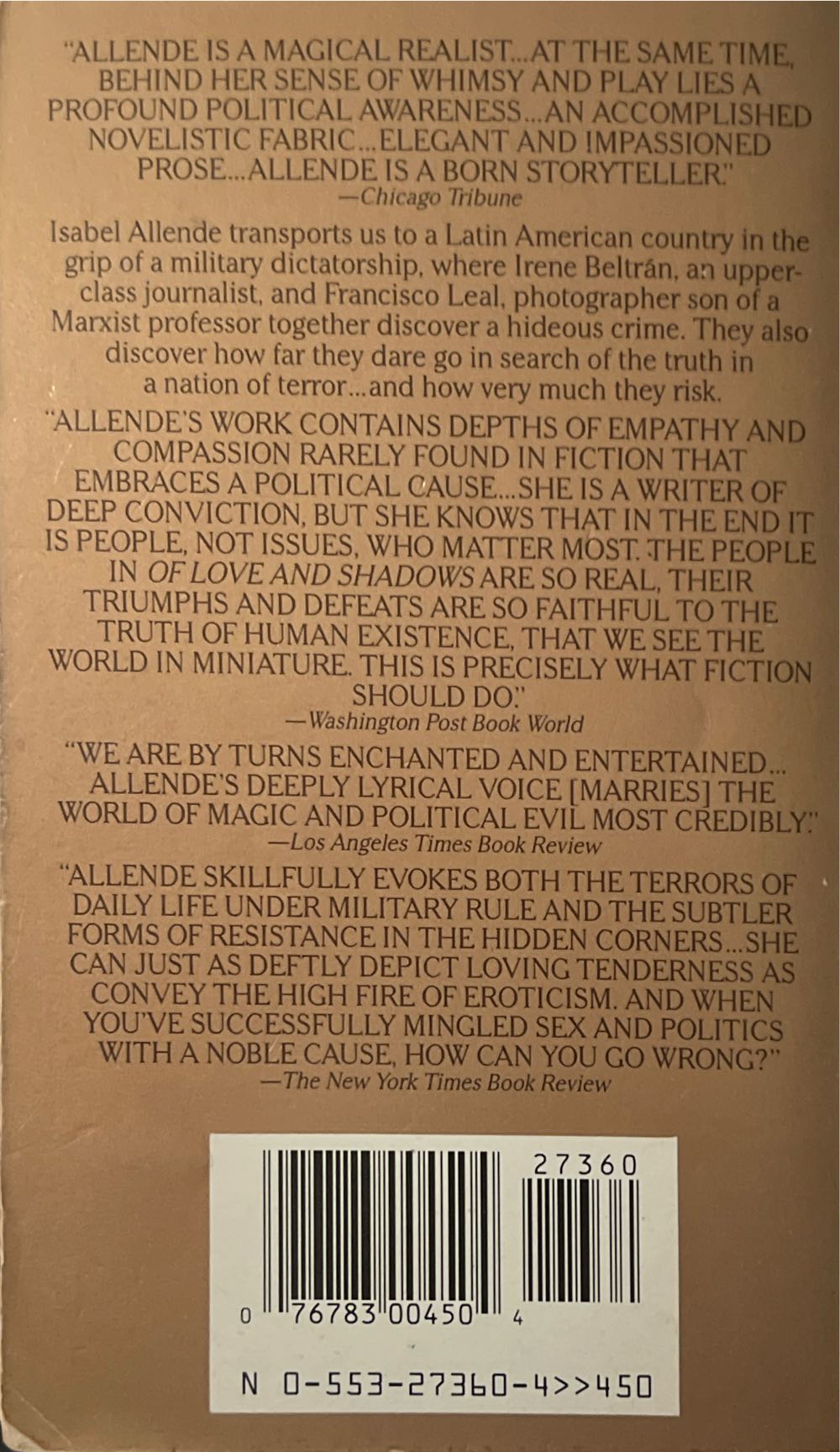 Of Love and Shadows - Isabel Allende (Bantam Books - Paperback) book collectible [Barcode 9780552134033] - Main Image 2