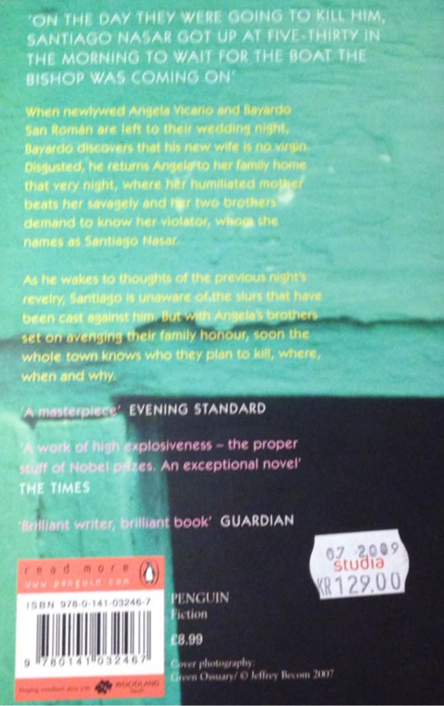 Chronicle Of A Death Foretold - Gabriel Garcia Marquez (Penguin - Paperback) book collectible [Barcode 9780141032467] - Main Image 2