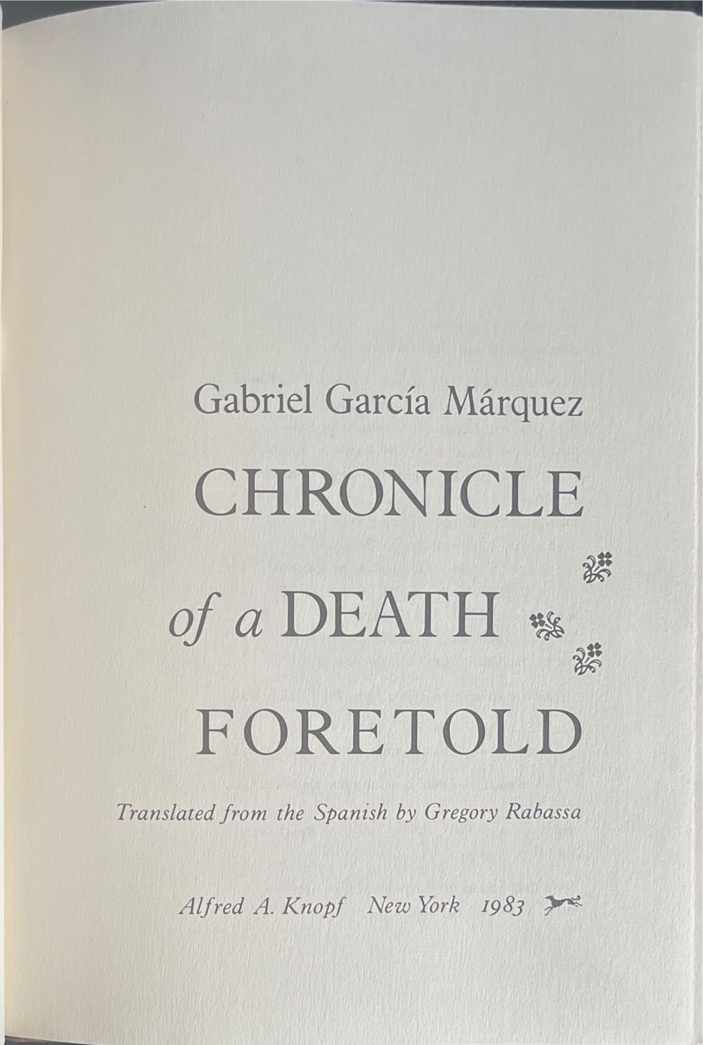 Chronicle Of A Death Foretold - Gabriel Garcia Marquez (Borzoi / A.A. Knopf - Hardcover) book collectible [Barcode 9780394530741] - Main Image 4