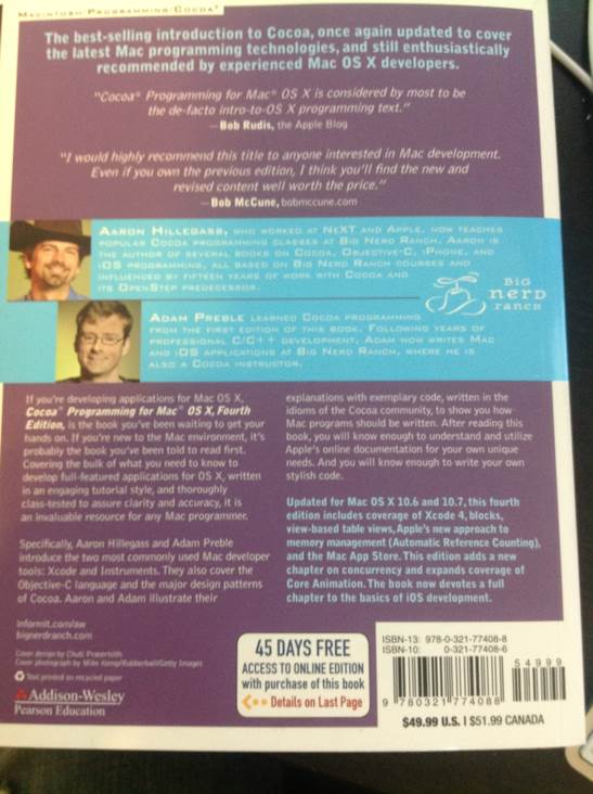 Cocoa Programming For Mac OS X  (Addison-Wesley Professional - Paperback) book collectible [Barcode 9780321774088] - Main Image 2