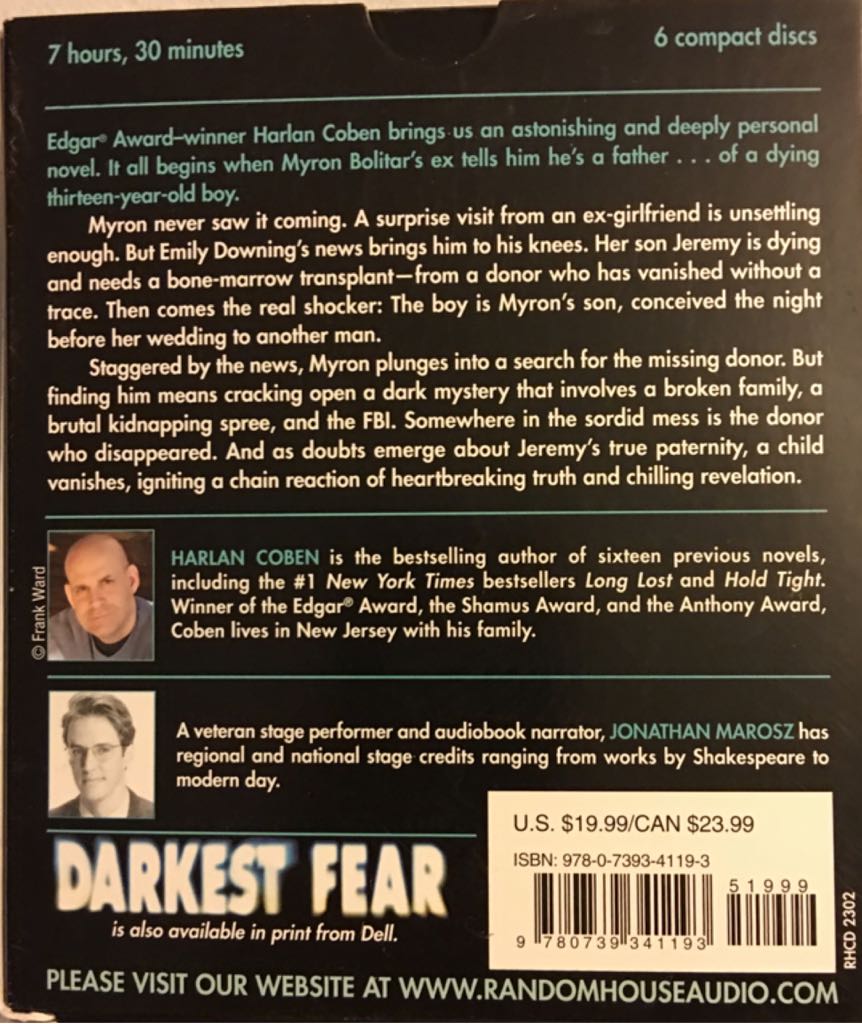 Darkest Fear - Coben, Harlan (Random House Audio; Unabridged edition (February 14, 2012) - Audiobook) book collectible [Barcode 9780739341193] - Main Image 2