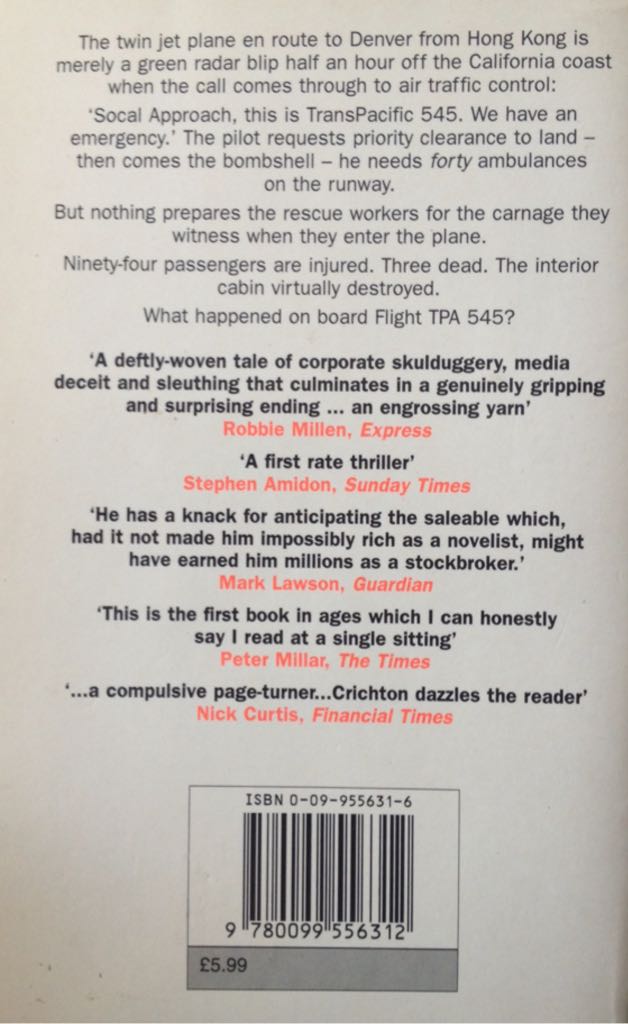 Airframe - Michael Crichton (Arrow Books - Paperback) book collectible [Barcode 9780099556312] - Main Image 2