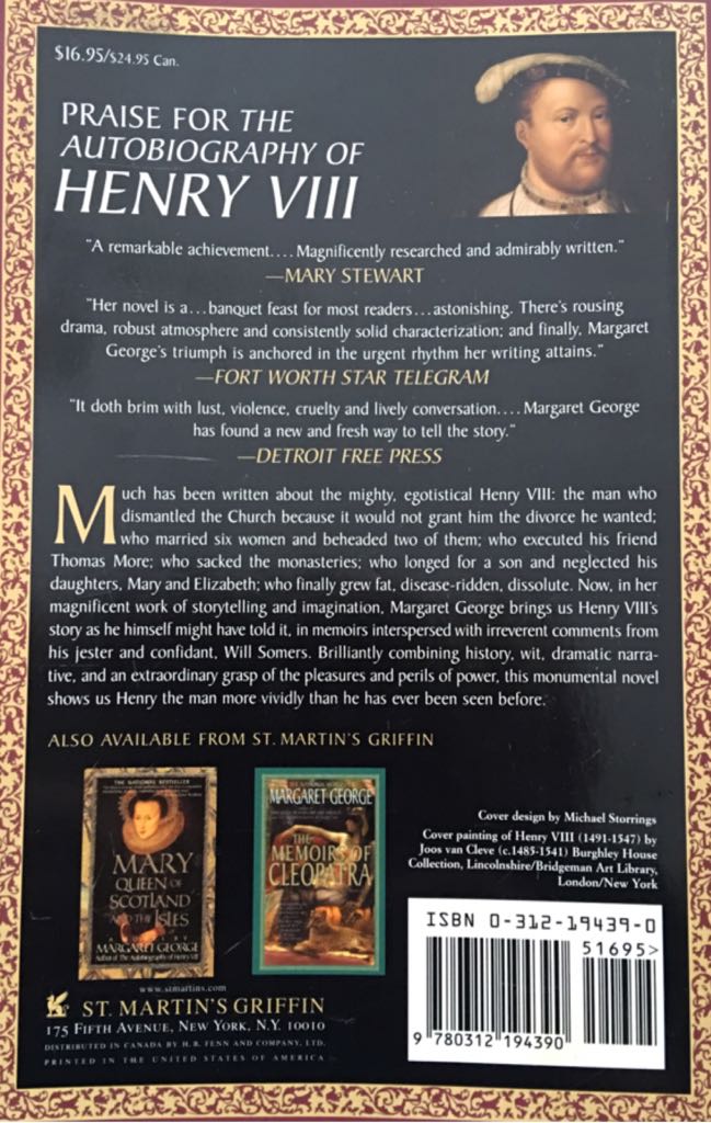 Henry VIII, The Autobiography of - Margaret George (St. Martin’s Griffin - Paperback) book collectible [Barcode 9780312194390] - Main Image 2