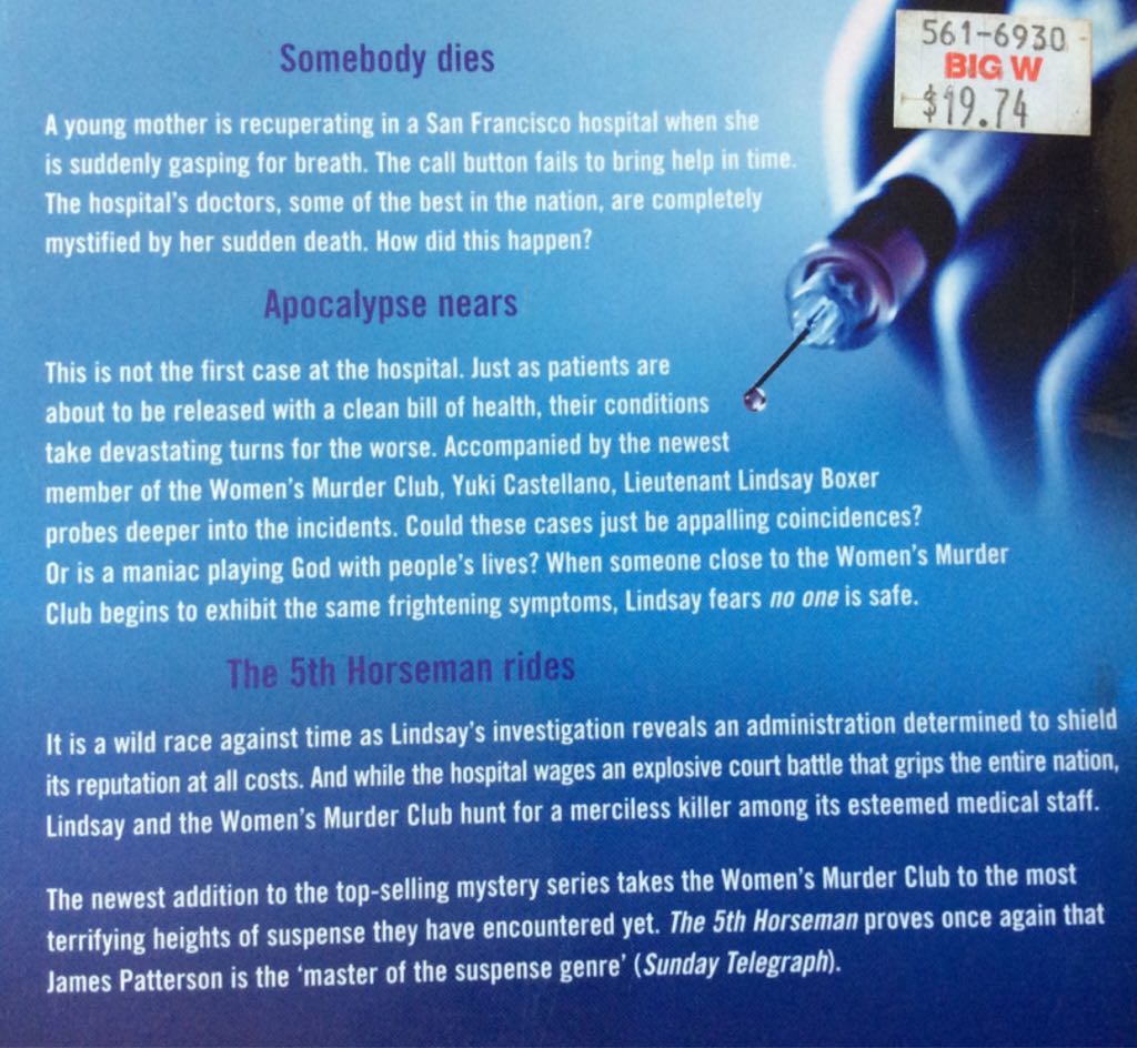 5th Horseman - James Patterson (Vision Hachette Book Group - Paperback) book collectible [Barcode 9780446618199] - Main Image 2