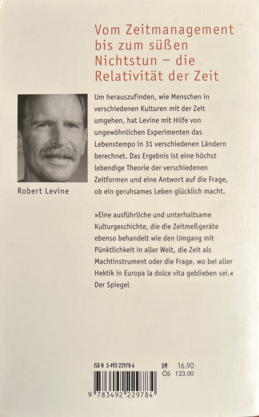 Eine Landkarte der Zeit - Wie Kulturen mit Zeit umgehen - Robert Levine (PIPER - Paperback) book collectible [Barcode 9783492229784] - Main Image 2