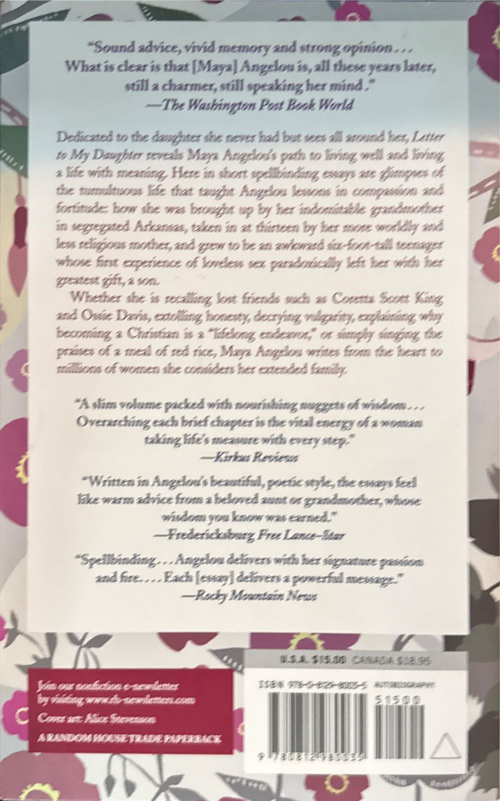 Letter To My Daughter - Maya Angelou (Random House Trade Paperbacks - Paperback) book collectible [Barcode 9780812980035] - Main Image 3