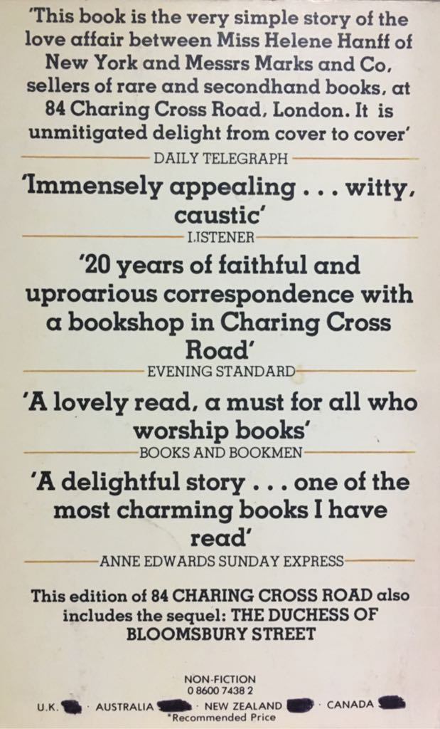 84 Charing Cross Road - Helene Hanff (Warner Books - Paperback) book collectible [Barcode 9780860074380] - Main Image 2