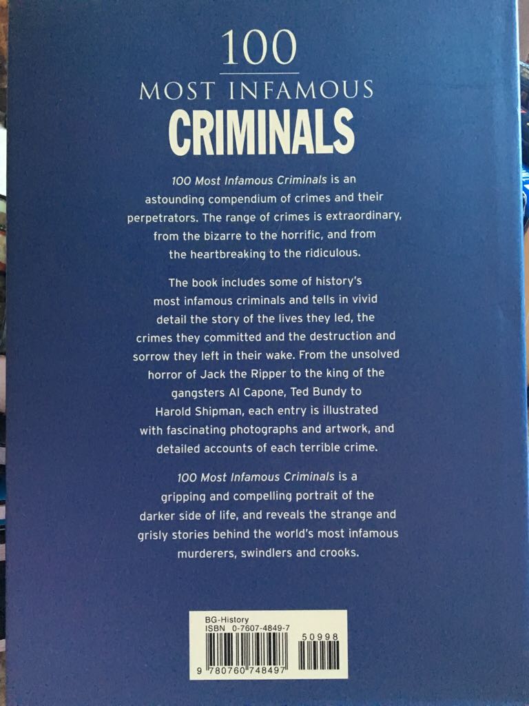 100 Most Infamous Criminals - Jo Durden Smith (Metrobooks - Hardcover) book collectible [Barcode 9780760748497] - Main Image 2