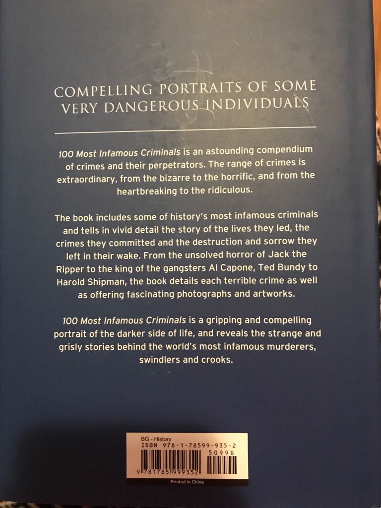 100 Most Infamous Criminals - Jo Durden Smith (Hardcover) book collectible [Barcode 9781785999352] - Main Image 2