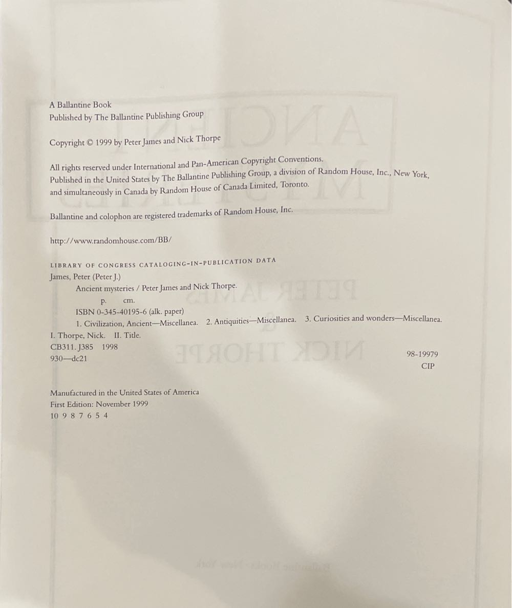 Ancient Mysteries - Peter James (Ballantine Books - Paperback) book collectible [Barcode 9780965002745] - Main Image 2