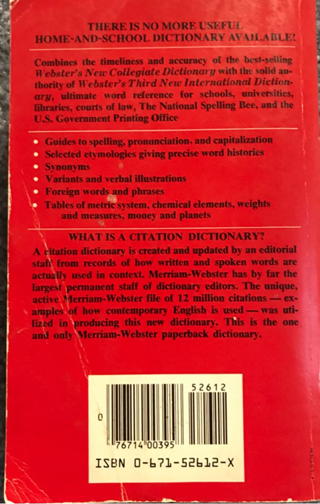 The Merriam-Webster Dictionary - Merriam-Webster (Pocket Books - Paperback) book collectible [Barcode 9780671526122] - Main Image 2