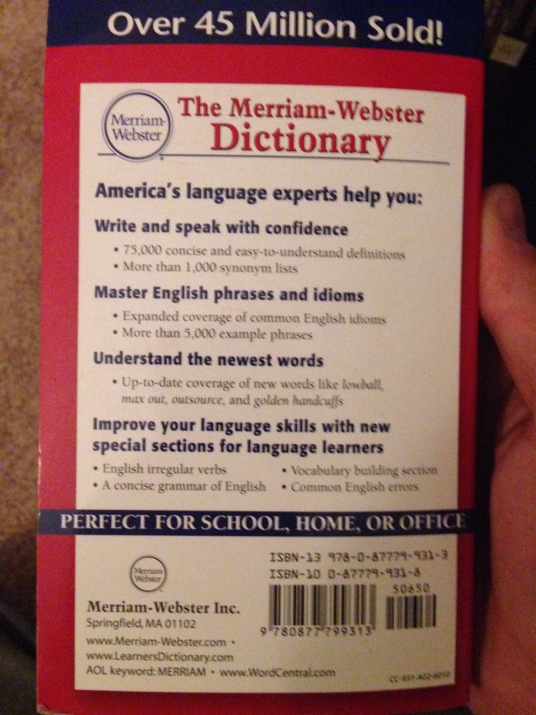 The Merriam-Webster Dictionary - Merriam webster publishing (Merriam-Webster Incorporated - Paperback) book collectible [Barcode 9780877799313] - Main Image 2